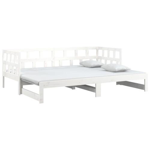Daybed med udtræk 2x(80x200) cm massivt fyrretræ hvid