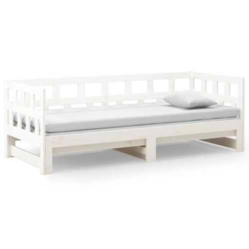 Daybed med udtræk 2x(80x200) cm massivt fyrretræ hvid