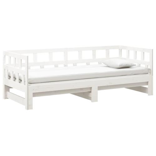 Daybed med udtræk 2x(80x200) cm massivt fyrretræ hvid