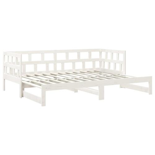 Daybed med udtræk 2x(80x200) cm massivt fyrretræ hvid
