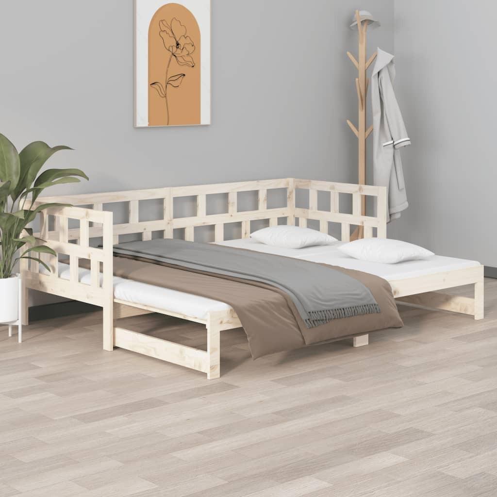 Daybed med udtræk 2x(90x190) cm massivt fyrretræ