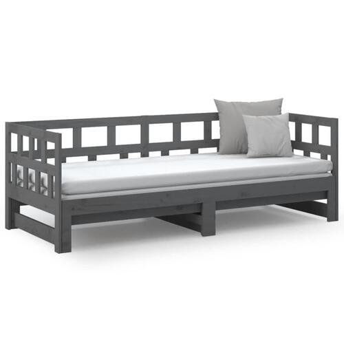 Daybed med udtræk 2x(90x190) cm massivt fyrretræ grå