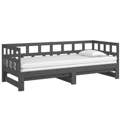 Daybed med udtræk 2x(90x190) cm massivt fyrretræ grå