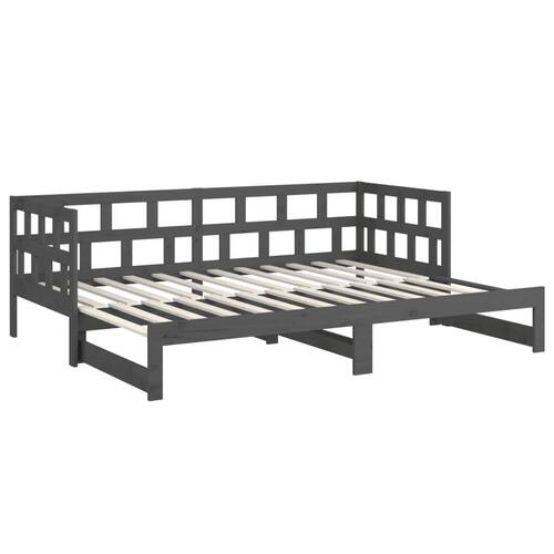 Daybed med udtræk 2x(90x190) cm massivt fyrretræ grå
