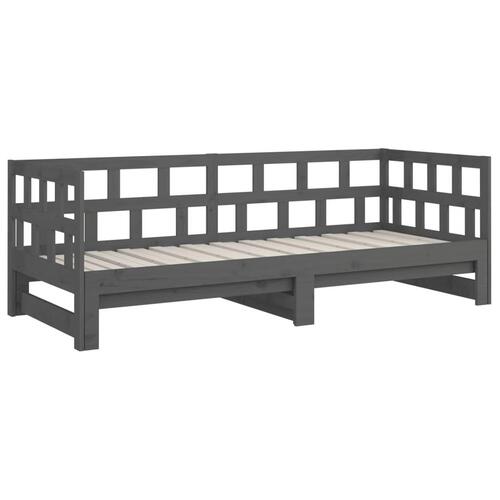 Daybed med udtræk 2x(90x190) cm massivt fyrretræ grå