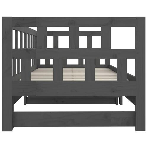 Daybed med udtræk 2x(90x190) cm massivt fyrretræ grå