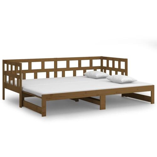 Daybed med udtræk 2x(90x190) cm massivt fyrretræ gyldenbrun