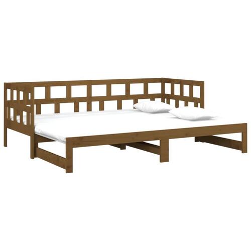 Daybed med udtræk 2x(90x190) cm massivt fyrretræ gyldenbrun