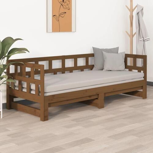 Daybed med udtræk 2x(90x190) cm massivt fyrretræ gyldenbrun
