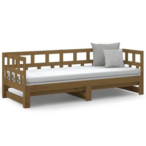 Daybed med udtræk 2x(90x190) cm massivt fyrretræ gyldenbrun