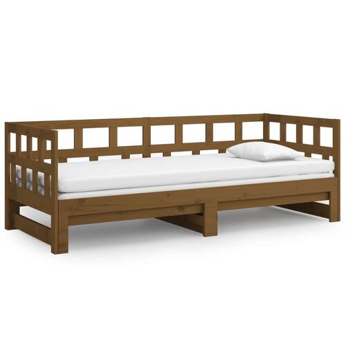 Daybed med udtræk 2x(90x190) cm massivt fyrretræ gyldenbrun