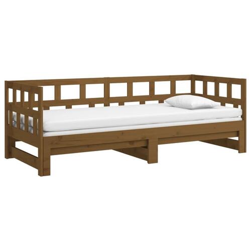 Daybed med udtræk 2x(90x190) cm massivt fyrretræ gyldenbrun