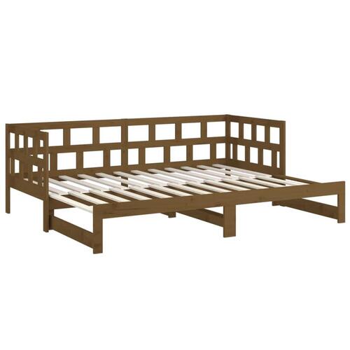 Daybed med udtræk 2x(90x190) cm massivt fyrretræ gyldenbrun