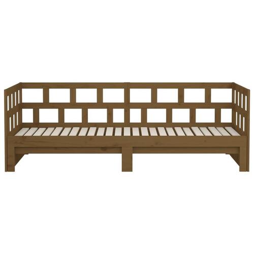 Daybed med udtræk 2x(90x190) cm massivt fyrretræ gyldenbrun