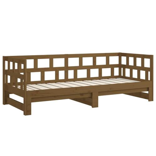 Daybed med udtræk 2x(90x190) cm massivt fyrretræ gyldenbrun
