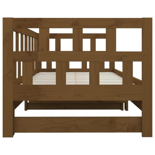 Daybed med udtræk 2x(90x190) cm massivt fyrretræ gyldenbrun