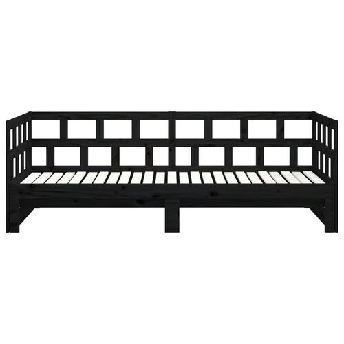 Daybed med udtræk 2x(90x190) cm massivt fyrretræ sort
