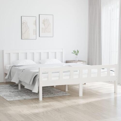 Sengeramme 150x200 cm King Size massivt fyrretræ hvid