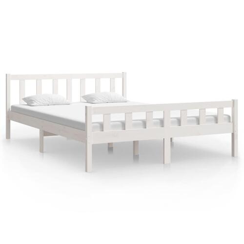 Sengeramme 150x200 cm King Size massivt fyrretræ hvid