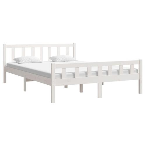 Sengeramme 150x200 cm King Size massivt fyrretræ hvid