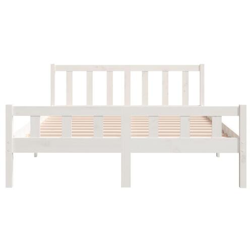 Sengeramme 150x200 cm King Size massivt fyrretræ hvid