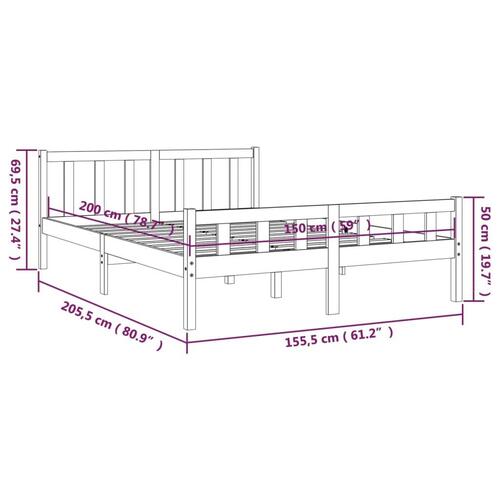 Sengeramme 150x200 cm King Size massivt fyrretræ hvid