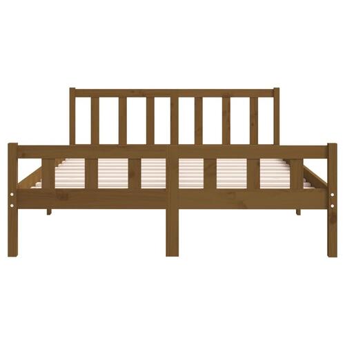 Sengeramme 150x200 cm King Size massivt træ gyldenbrun