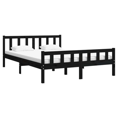 Sengeramme 150x200 cm King Size massivt træ sort