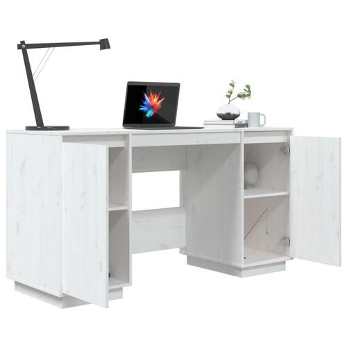Skrivebord 140x50x75 cm massivt fyrretræ hvid