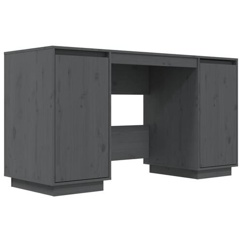 Skrivebord 140x50x75 cm massivt fyrretræ grå