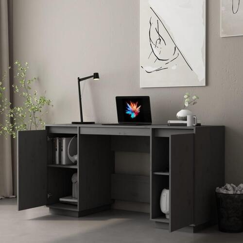 Skrivebord 140x50x75 cm massivt fyrretræ grå