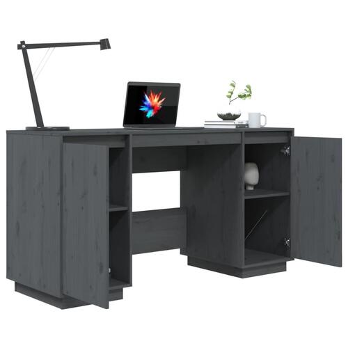 Skrivebord 140x50x75 cm massivt fyrretræ grå