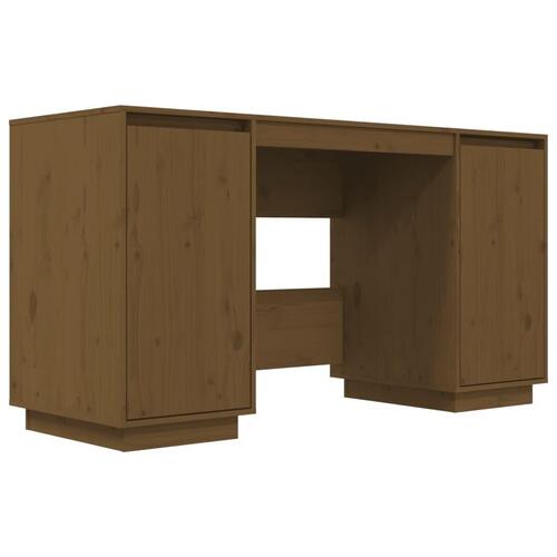 Skrivebord 140x50x75 cm massivt fyrretræ gyldenbrun