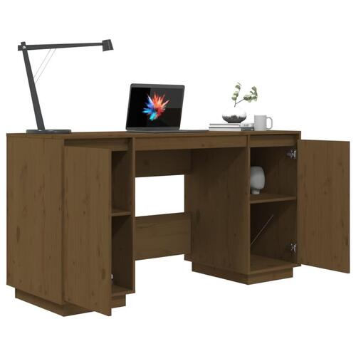 Skrivebord 140x50x75 cm massivt fyrretræ gyldenbrun