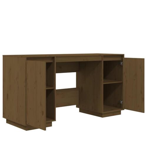 Skrivebord 140x50x75 cm massivt fyrretræ gyldenbrun