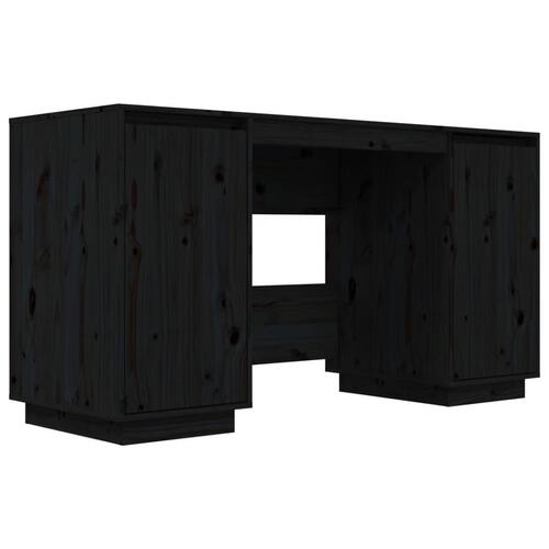 Skrivebord 140x50x75 cm massivt fyrretræ sort