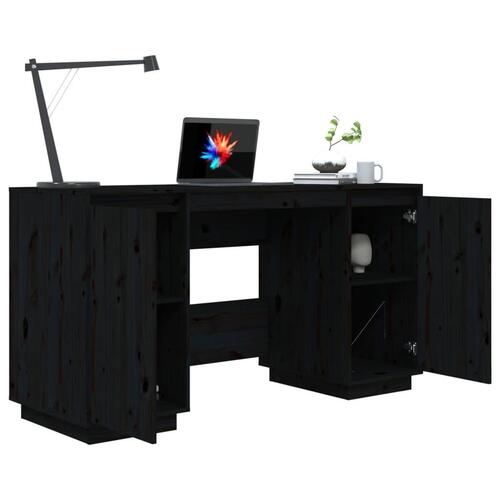 Skrivebord 140x50x75 cm massivt fyrretræ sort