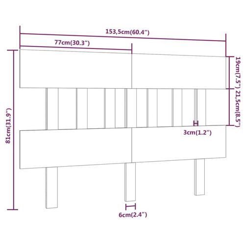 Sengegærde 153,5x3x81 cm massivt fyrretræ hvid