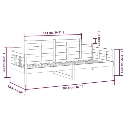 Daybed 90x200 cm massivt fyrretræ hvid