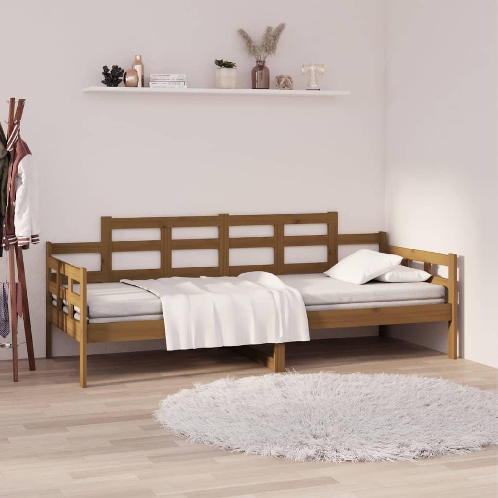 Daybed 90x200 cm massivt fyrretræ gyldenbrun