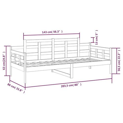 Daybed 80x200 cm massivt fyrretræ hvid