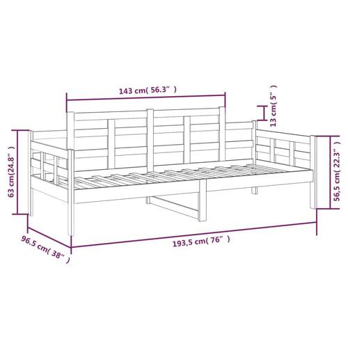 Daybed massivt fyrretræ 90x190 cm