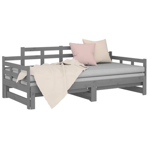 Daybed med udtræk 2x(90x200) cm massivt fyrretræ grå