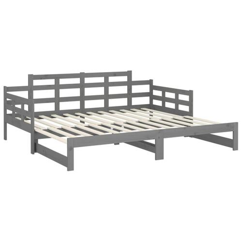 Daybed med udtræk 2x(90x200) cm massivt fyrretræ grå