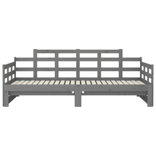 Daybed med udtræk 2x(90x200) cm massivt fyrretræ grå