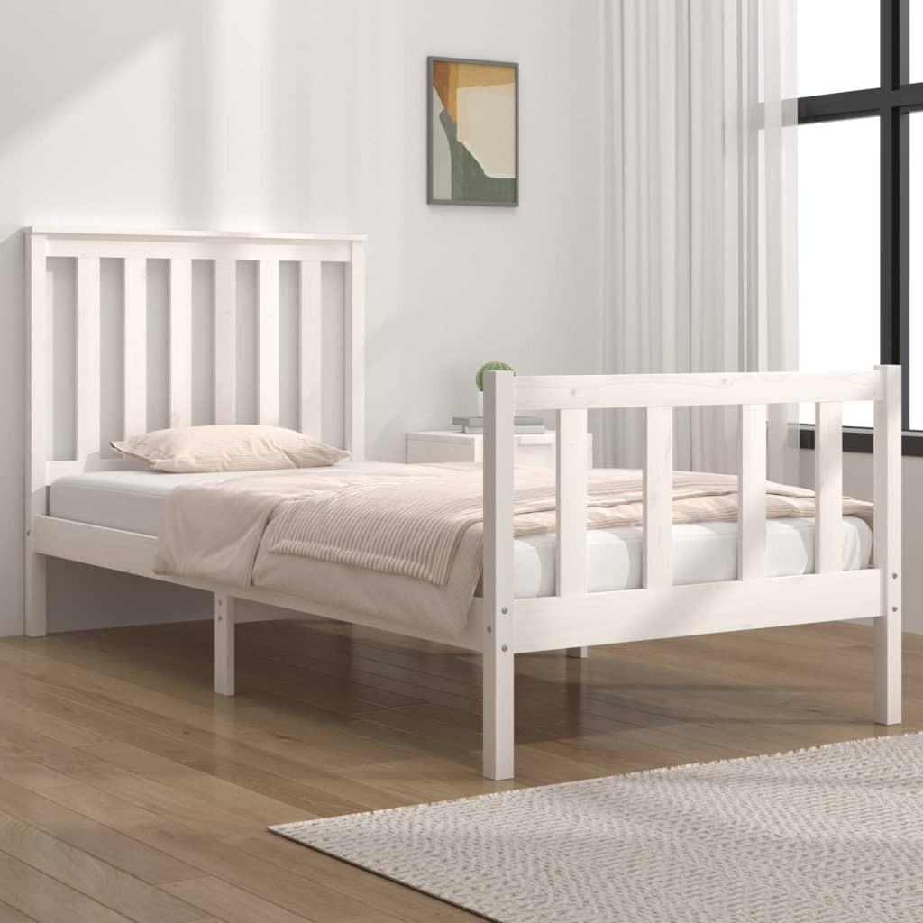 Sengeramme 75x190 cm Small Single massivt fyrretræ hvid