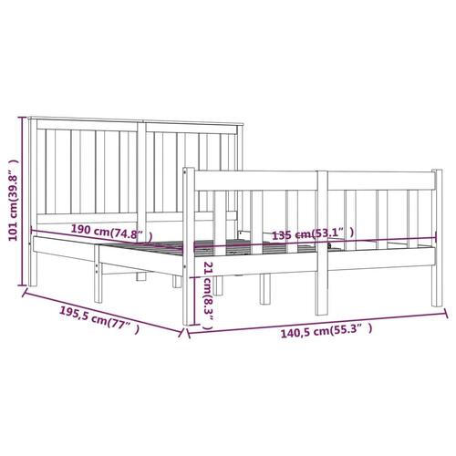Sengeramme 135x190 cm massivt fyrretræ
