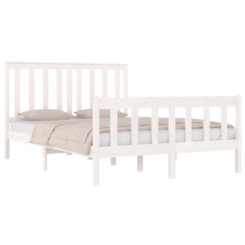Sengestel 135x190 cm Double massivt fyrretræ hvid