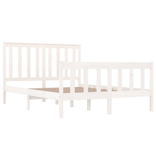 Sengestel 135x190 cm Double massivt fyrretræ hvid
