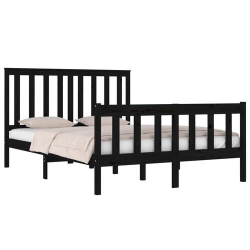 Sengeramme 140x190 cm massivt fyrretræ sort